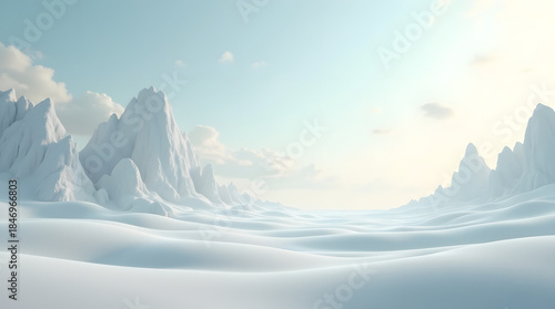 Clean Minimal Fantasy Landscape With Soft Cinematic Lighting