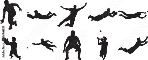 Silhouettes of Children Playing Soccer on Transparent Background