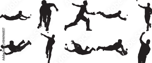 silhouettes of soccer goalkeepers in various movements