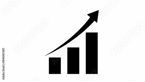 Growing Bar Chart Vector, High Contrast, Financial Growth