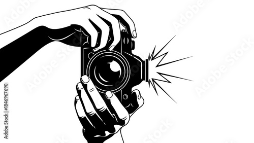 Black-White Flat Design Camera Photo Hobby