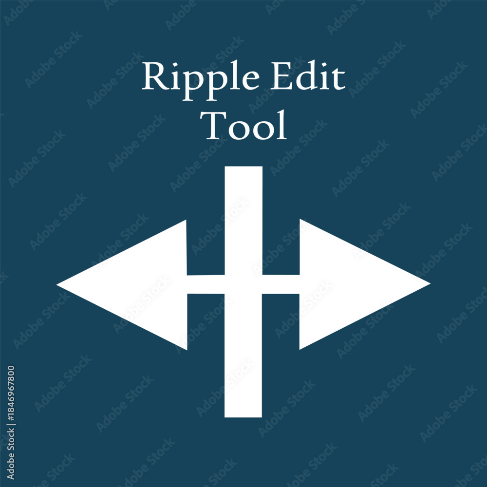 Fototapeta premium Ripple Edit Tool Icon Vector - Video Editing Timeline Expand Stretch Split Arrows Symbol White Dark Teal Blue UI Interface Button Media Production Software Application Design Professional Creative