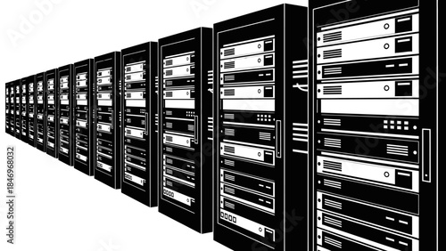 Black & White People Marching for Cause, Flat Design