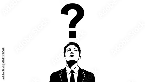 Questing Person in B&W Flat Design