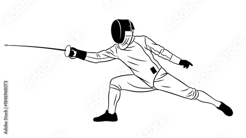 Fencer Mid-Lunge Vector Art