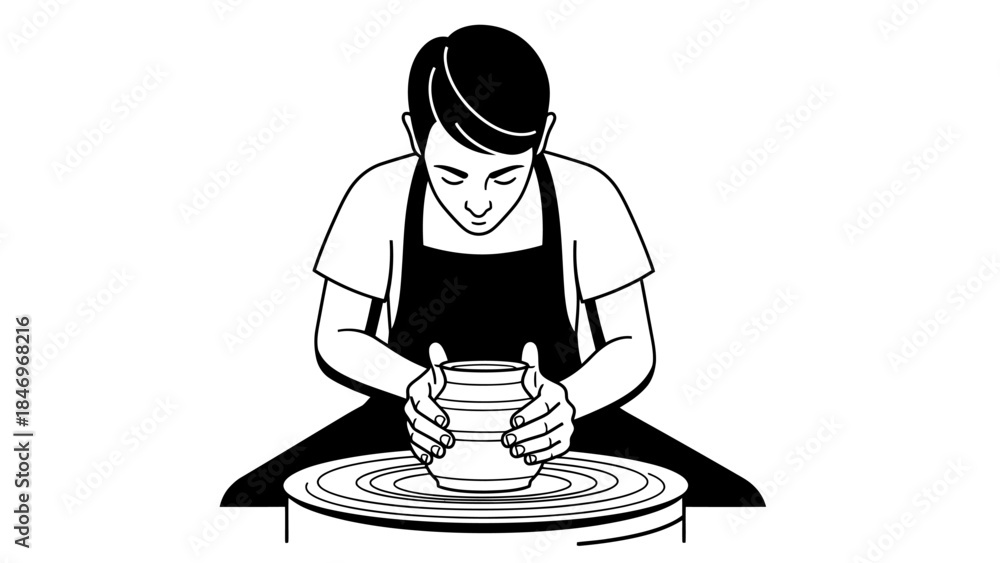 Obraz premium Black-White Flat Design Steam Train Nostalgia