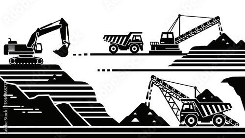 Mining Operation Vector Illustration