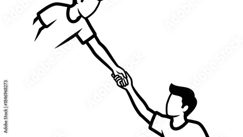 Hand Pull Up, Mutual Aid, Black & White Flat Design