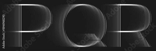 Alphabet with ribbed glass effect. Geometric typography set with thin capital letters distorted by vertical ribbing. Modern font with refined linear structure. Minimal typeface warped by fluted glass