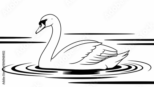 Graceful Swan Lake Flat Design