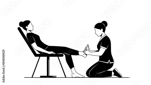 Black-White Flat Foot Massage Illustration