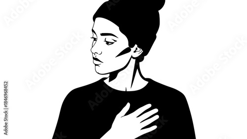 Thoughtful Black & White Person Illustration