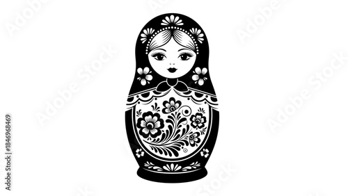 Black & White Flat Matryoshka Doll