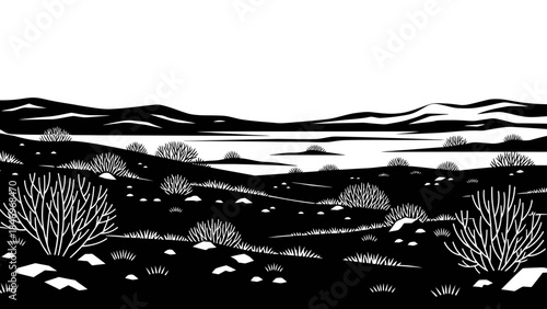 Meditating Person, Vector Illustration, Black & White, Flat Design