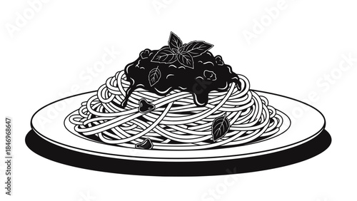 High-Contrast Black & White Spaghetti Flat Design