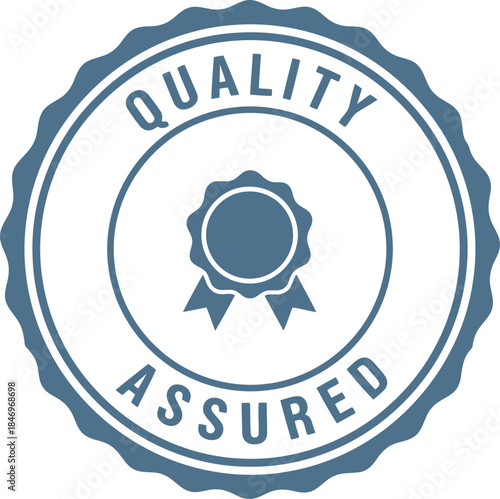Blue Quality Assured Badge Seal for Certification and Guarantee