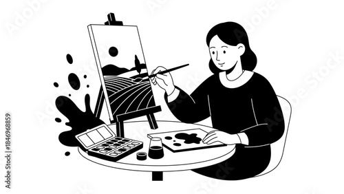 Modern Black & White Plane, Flat Design