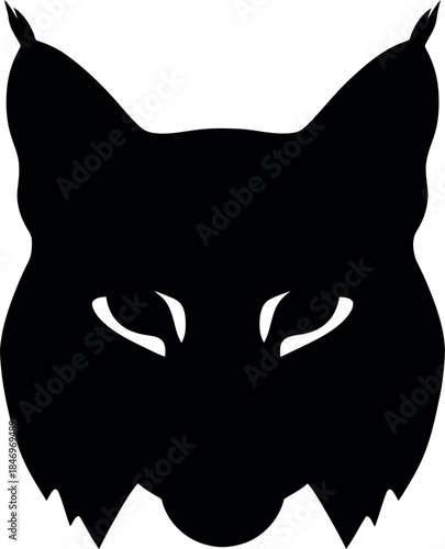 Lynx Head Silhouette Vector Isolated Black Wild Cat Icon