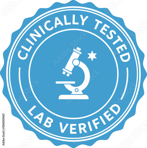 Clinically Tested Lab Verified Badge with Microscope Icon