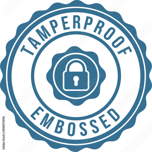 Tamperproof Embossed Security Seal Badge with Lock Icon Vector