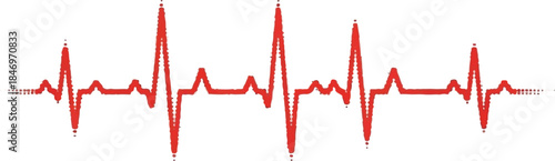Red Heartbeat Electrocardiogram Pulse Line Illustration for Medical Health and Cardiology Concept