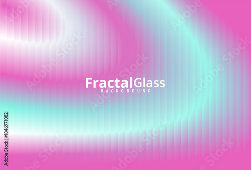 Vibrant fractal glass design with pink and blue gradient background and white text