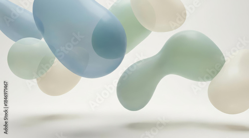 Abstract Soft Organic Shapes Floating in a Serene Pastel Composition