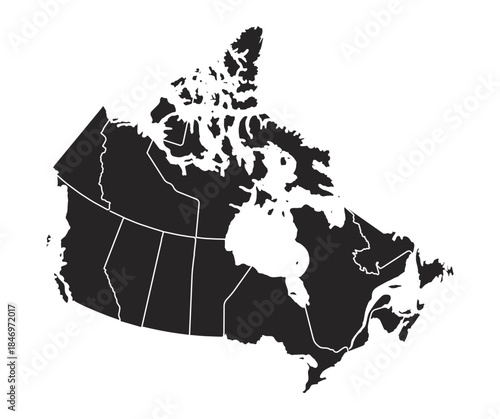 Black canada map with states and borders