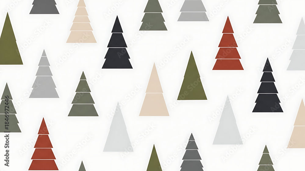 Obraz premium Minimalist Geometric Christmas Tree Pattern in Muted Colors