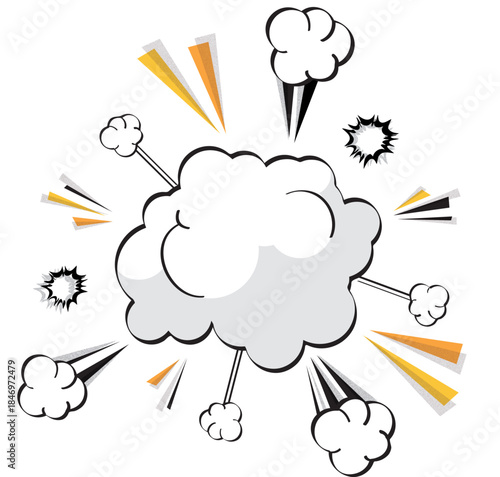 Cartoon-style vector illustration of an explosion on white background. Ideal for comics, action designs, games, sound effects, and abstract concepts like impact, energy, chaos, and surprise