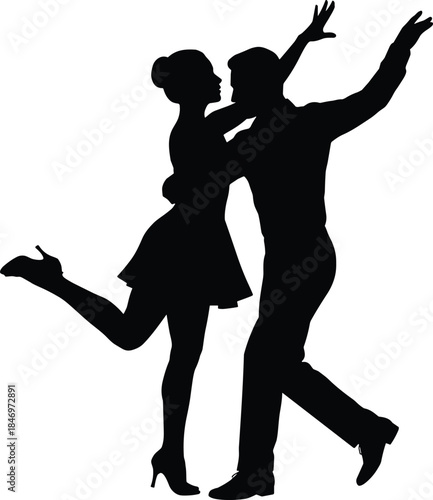 Here is a title and a comprehensive list of keywords for your silhouette image of a dancing couple, optimized for SEO on Adobe Stock.