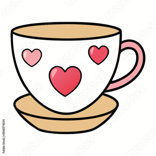 A charming teacup filled with warmth, adorned with floating hearts, radiating love and coziness, perfect for sweet moments and romantic vibes.
