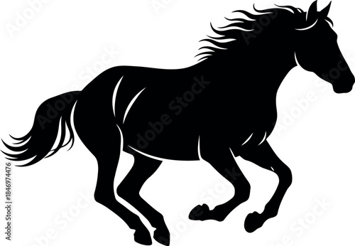 Galloping horse silhouette running freely