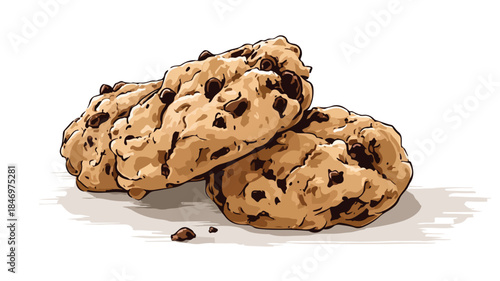Delicious Chocolate Chip Cookie Dough Vector Illustration for Baking Enthusiasts
