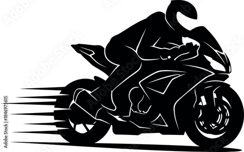 Motorcyclist in motion silhouette