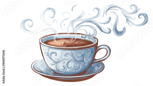 Elegant Espresso Cup with Delightful Steam Vector Illustration