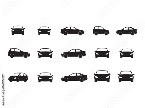 Collection of car silhouettes in various styles and angles