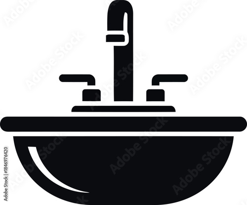 Silhouette of a modern bathroom sink with faucet