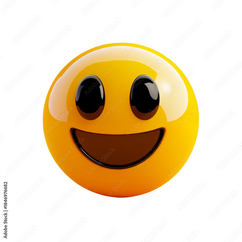 Fototapeta premium 3D smiley face emoji with cheerful expression on white background 