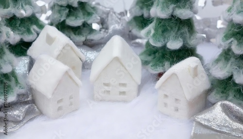 miniature white Christmas houses