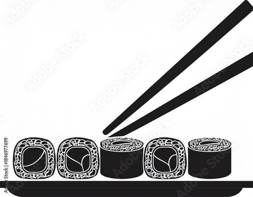sushi roll with chopsticks silhouette