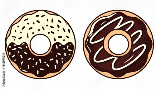two donut silhouettes one with sprinkles one plain