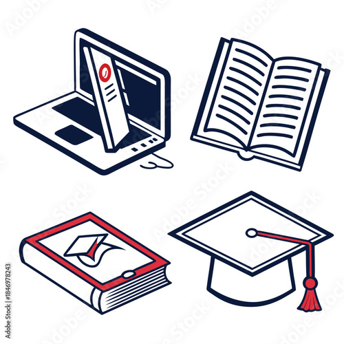 Digital Learning Tools Icon Set Clean Vector Whi (1) Vector Icon