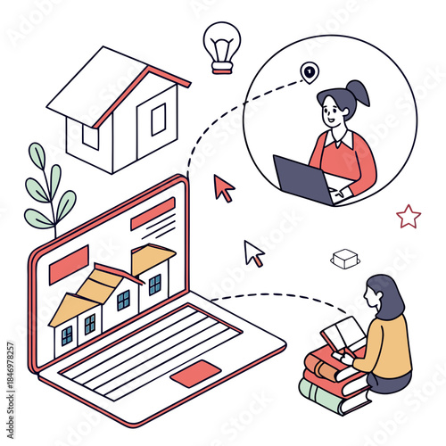 Online Education Concept Illustration Flat Vector (1) Vector Icon