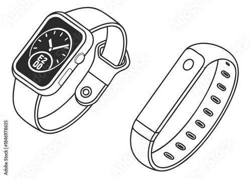 Smart Wearable Technology Illustration Minimal Ve Vector Icon