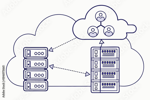 Cloud Server Infrastructure Illustration Minimal  (2) Vector Icon