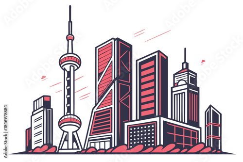 Digital Future City Abstract Illustration Clean V (1) Vector Icon