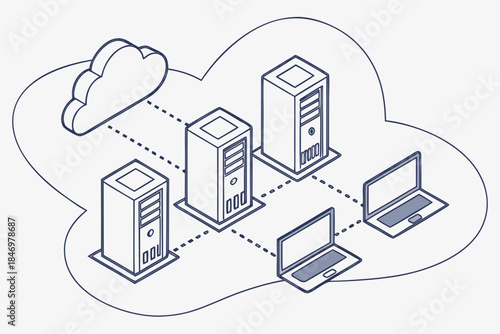 Cloud Server Infrastructure Illustration Minimal Vector Icon
