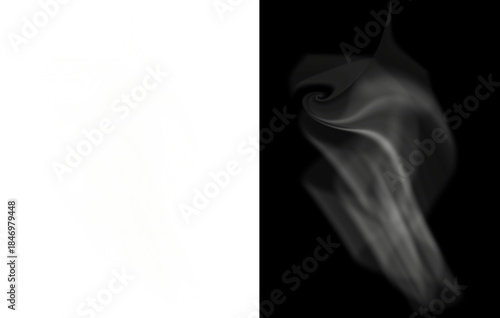Abstract Soft White Smoke Wisp or Vapor Swirl isolated on a transparent background 