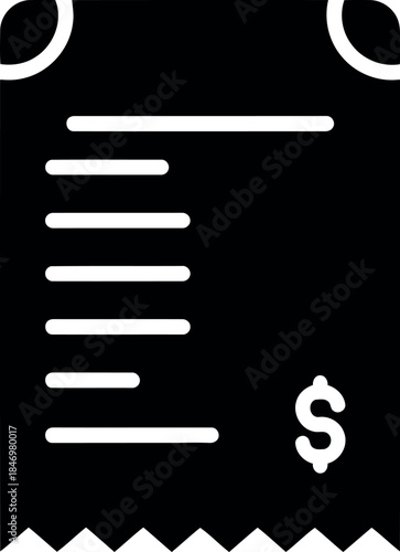 Silhouette of a receipt or invoice with a dollar sign